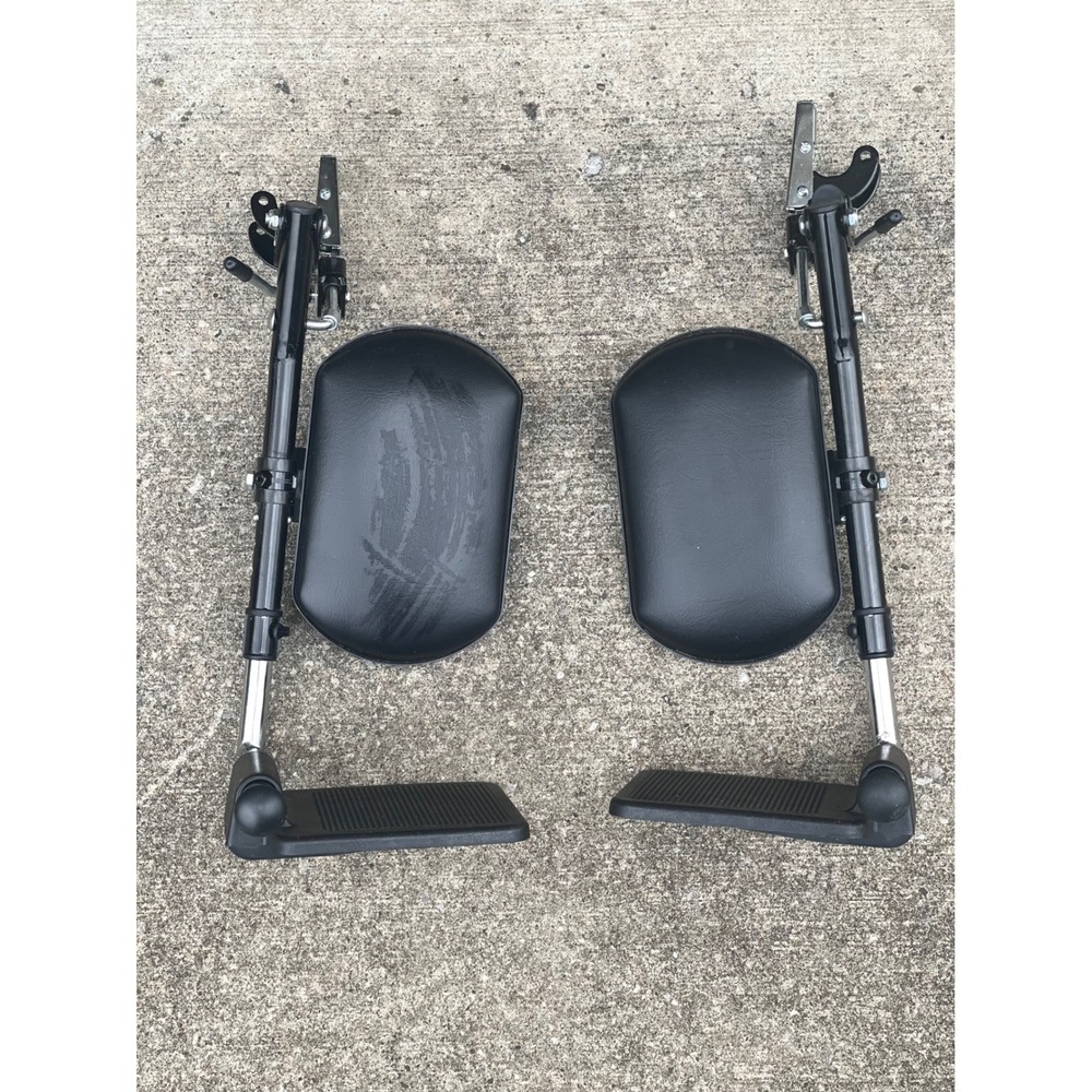 Elevating Wheelchair Leg Rests with Padded Calf Supports Swing Away Pair Black